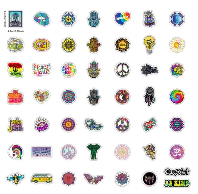 50 Retro Hippie Stickers