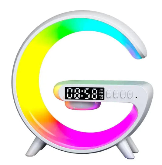 Smart G Lamp Night Light Bluetooth Speaker Wireless Charger LED RGB Alarm Clock