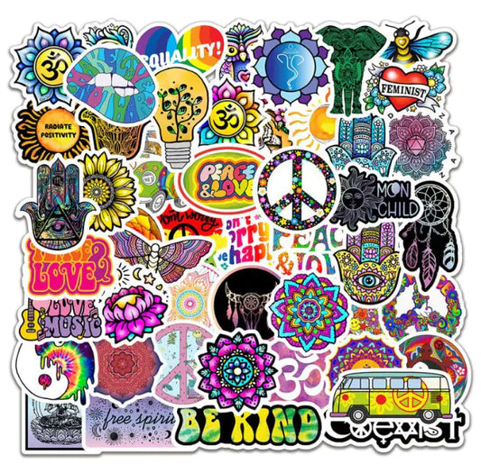 50 Retro Hippie Stickers