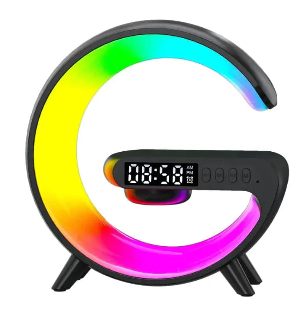 Smart G Lamp Night Light Bluetooth Speaker Wireless Charger LED RGB Alarm Clock